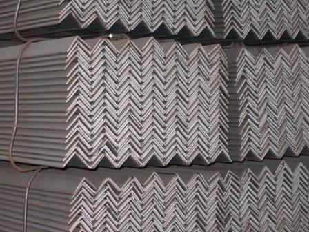 Stacks of steel angle bar