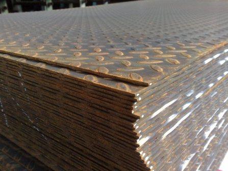 Stacks of chequered steel plate