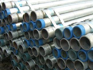 Bundles of galvanised iron pipe